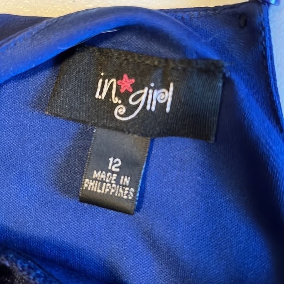 In Girl navy dress/tunic, lace yoke, sz 12 - Picture 7 of 7